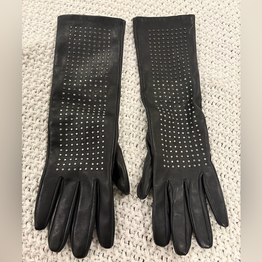 Brian Atwood Neiman Marcus for Target Black Leather Gloves with Silver Studs